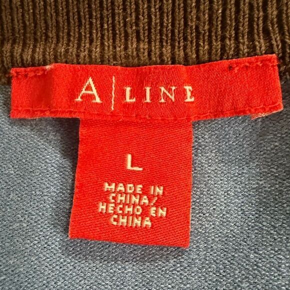 A Line Zebra Print Button-Up Cardigan Blue & Brown Size Large - Picture 5 of 7